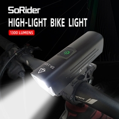 Đèn xe đạp SoRider có độ sáng cao 1300 lumens Đèn xe đạp chống nước Đèn sạc xe đạp USB