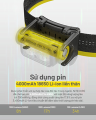Đèn đội đầu NITECORE NU45 sáng 1700lm chiếu xa 172m pin 18650 4000mAh nhẹ 126gr chuyên cho chạy trail