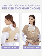Địu Vải Jumysie - Màu Choco, Cotton Êm Ái Cho Bé Sơ Sinh Đến 18 Tháng