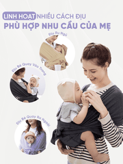 Địu Vải Jumysie - Màu Ghi, Cotton Êm Ái Cho Bé Sơ Sinh Đến 18 Tháng