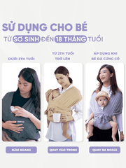 Địu Vải Jumysie - Màu Maroon, Cotton Êm Ái Cho Bé Sơ Sinh Đến 18 Tháng
