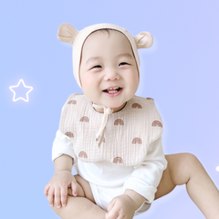 Yếm Ăn Dặm Xoay 360 Jumysie cho bé – Vải xô siêu thấm hút