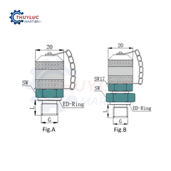 Đầu kiểm tra áp lực M16x2 - M16x1.5, SD-M16x2-E-M16x1.5