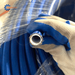 Ống teflon 1/2” bọc lưới inox và bọc vải xanh, PTFE-08-SS-BL