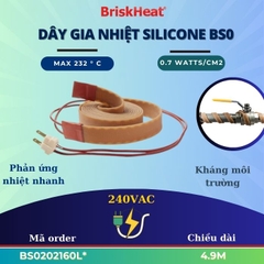 Dây gia nhiệt bọc silicone BS0 Model BS0202160L*