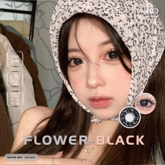 Kính Áp Tròng 0 Độ Màu Đen Flower Black