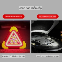 Đèn cứu hộ Hurry-Bolt hình tam giác ánh sáng Led dùng pin sạc hoặc sạc tấm pin năng lượng mặt trời dùng cho cứu hộ giao thông, du lịch, dã ngoại