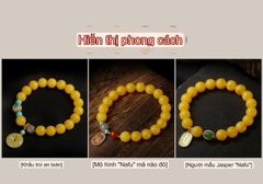 Vòng sáp ong hổ phách kết hợp đá tự nhiên, phù hợp thời trang quí phái, sang trọng.