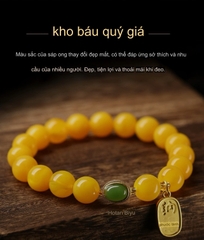 Vòng sáp ong hổ phách kết hợp đá tự nhiên, phù hợp thời trang quí phái, sang trọng.