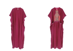 Chiếc váy nhà L U S A bằng vải cotton và vải lanh cổ điển kiểu áo choàng rộng, váy dài