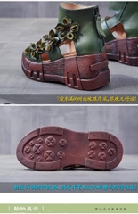 Sandal nữ da thật, miệng cá đế cao dầy chống thấm nước tốt. Phong cách hiện đại, cá tính thích hợp mùa hè.
