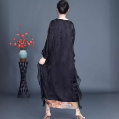 Váy dài thân chữ A, Họa tiết kẻ pha hoa, phù hợp lứa tuổi trung niên phong cách phương Tây