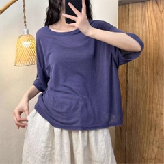 Áo sơ mi cotton cổ tròn đến từ H u a l o u hợp với  phong cách mùa hè năng động