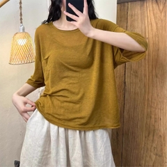 Áo sơ mi cotton cổ tròn đến từ H u a l o u hợp với  phong cách mùa hè năng động