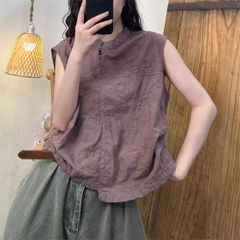Áo cotton thêu ren từ H u a l o u phong cách mùa hè mới retro niche