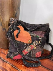 Túi đeo vai nữ vải lanh phong cách retro