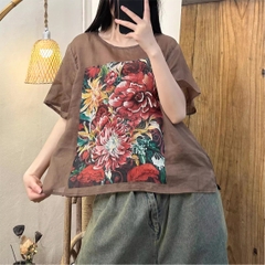 Sản phẩm áo Nilen từ H u a l o u, mẫu 2024, chất liệu lanh gai cao cấp, áo mang lại sự thoải mái cho người mặc.
