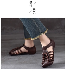 Sandal nữ da thật, miệng cá đế thấp. Phong cách hiện đại, cá tính thích hợp mùa hè.