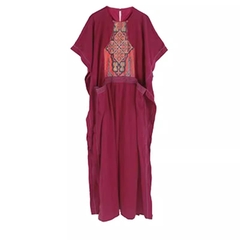 Chiếc váy nhà L U S A bằng vải cotton và vải lanh cổ điển kiểu áo choàng rộng, váy dài
