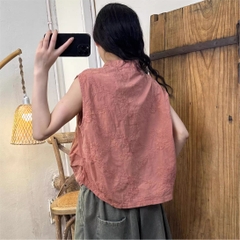 Áo cotton thêu ren từ H u a l o u phong cách mùa hè mới retro niche