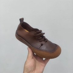 Giày buộc dây miệng nông da bò thật, lỗ thủng, đế gân bò, mềm , nhẹ, thoải mái, thoáng bàn chân