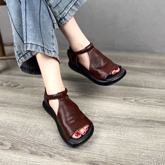 Sandal nữ da thật, miệng cá đế thấp. Phong cách hiện đại, cá tính thích hợp mùa hè.