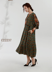 Áo Lụa Tây Phong Fress Size 2024 nền đen có văn hoa