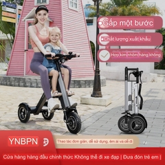 Xe điện bản cao cấp nhất, 3 bánh gấp đôi, có ghế phụ, phù hợp cho sử dụng cha mẹ và con Yiban xe di động đôi nhỏ nhẹ điện mini ba bánh 1