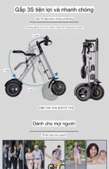 Xe điện bản cao cấp nhất, 3 bánh gấp đôi, có ghế phụ, phù hợp cho sử dụng cha mẹ và con Yiban xe di động đôi nhỏ nhẹ điện mini ba bánh 1