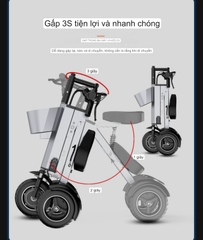 Xe điện ba bánh gấp thông minh mới của nhà W i l j e d i là một loại xe điện di động, nhỏ, nhẹ, dành cho hai người. Có 2 loại: 48V - 450W và 36V - 450W.  Nhẹ gấp đôi các loại xe điện di động nhỏ nhẹ khác. Gấp gọn để cốp xe oto. Rất phù hợp cho đi du lịch, đi trong phố đông đúc