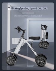 Xe điện ba bánh gấp thông minh mới của nhà W i l j e d i là một loại xe điện di động, nhỏ, nhẹ, dành cho hai người. Có 2 loại: 48V - 450W và 36V - 450W.  Nhẹ gấp đôi các loại xe điện di động nhỏ nhẹ khác. Gấp gọn để cốp xe oto. Rất phù hợp cho đi du lịch, đi trong phố đông đúc