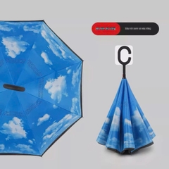 Ô dù đặc biệt 2 lớp, tán rộng gấp ngược, an toàn khi nắng to, mưa lớn, tay cầm dài có chế độ rảnh tay.