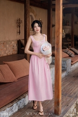 Đầm Caroline dài cổ vuông