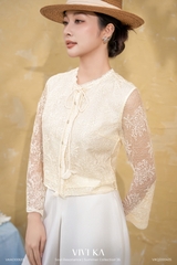 Áo Gali croptop ren nơ