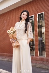 Áo Carter ren hoa tay dài cổ nơ