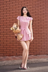 Set Mia áo ngắn tay đính hoa+quần váy