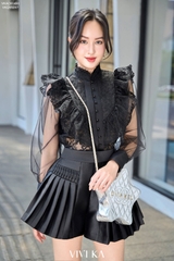 Quần váy xếp li smocking