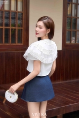 Chân váy xếp ly xẻ đắp