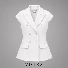 Áo Elena cổ vest phối nút