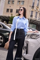 Áo Autumn sơ mi tay dài phối dây
