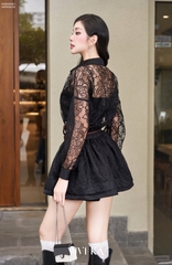 Set Cherish áo sheer tay dài phối bra+quần váy