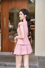 Set Mia áo ngắn tay đính hoa+quần váy