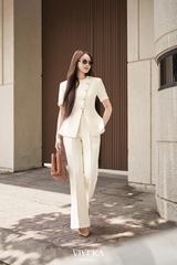 Set Pansy áo phối nút chéo + quần dài