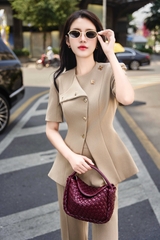 Set Pansy áo tay dài phối nút chéo + quần dài