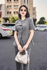 Set Pansy áo tay dài phối nút chéo + quần dài