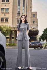 Set Pansy áo tay dài phối nút chéo + quần dài