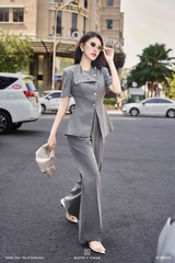 Set Pansy áo tay dài phối nút chéo + quần dài