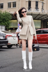 Set Amber áo tay dài phối nút chéo + quần short