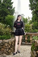 Quần short ren xếp tầng