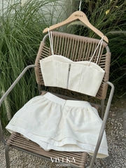 Set Cherish áo sheer tay dài phối bra+quần váy